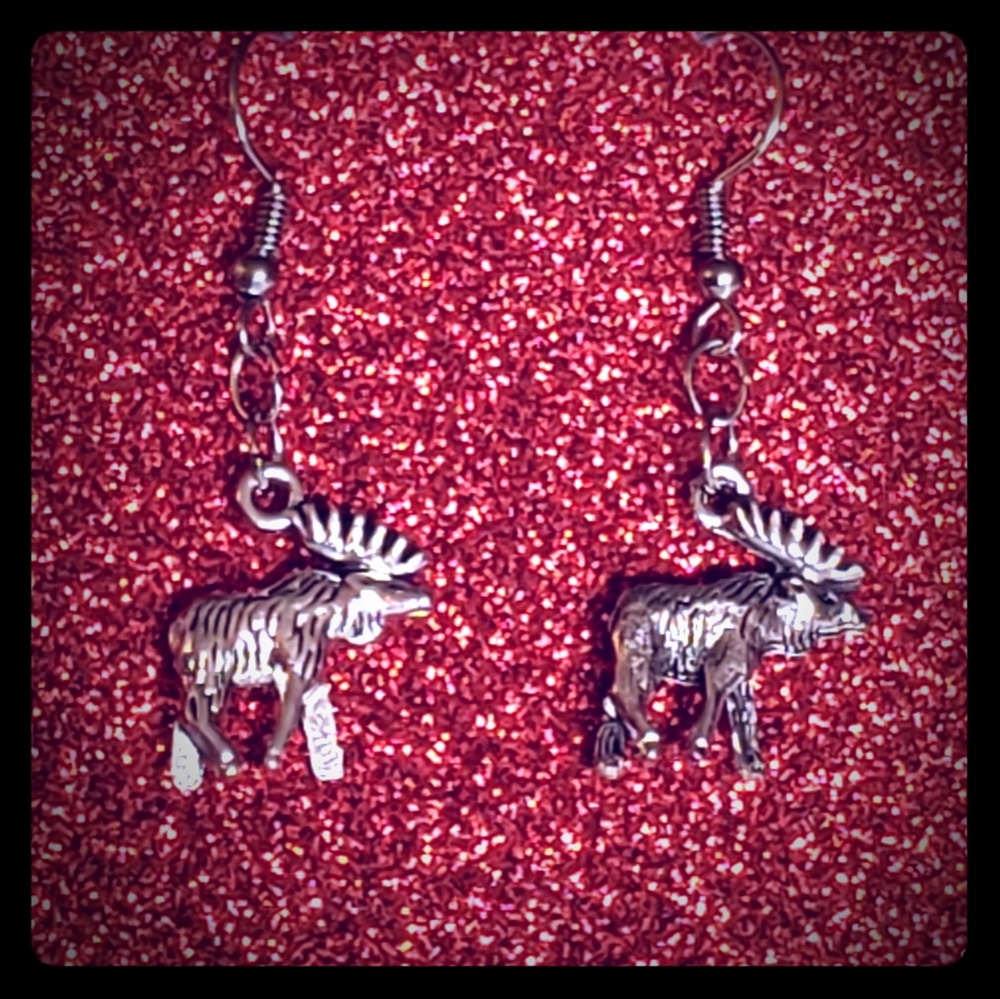 Woodland Little Moose Elk Earrings